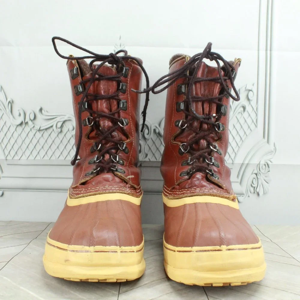 *Sorel Kaufman Brown Leather Wool Insulated Winter Duck Boots 13 Inch - Picture 4 of 9